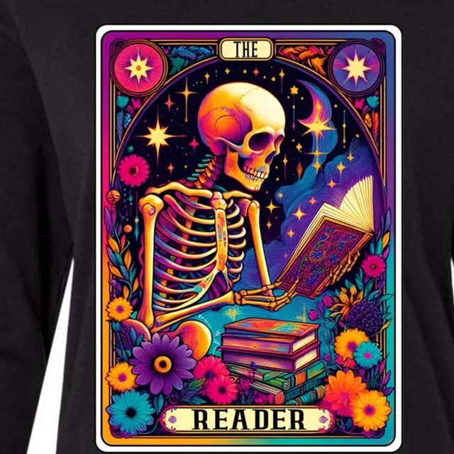 MotherS Day Teacher The Reader Tarot Card Skeleton Gift Womens Cotton Relaxed Long Sleeve T-Shirt