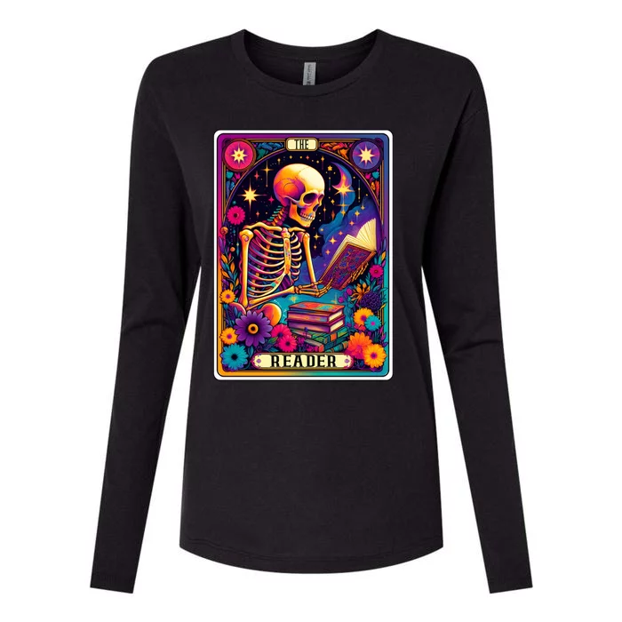 MotherS Day Teacher The Reader Tarot Card Skeleton Gift Womens Cotton Relaxed Long Sleeve T-Shirt