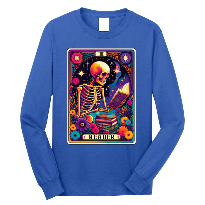 MotherS Day Teacher The Reader Tarot Card Skeleton Gift Long Sleeve Shirt