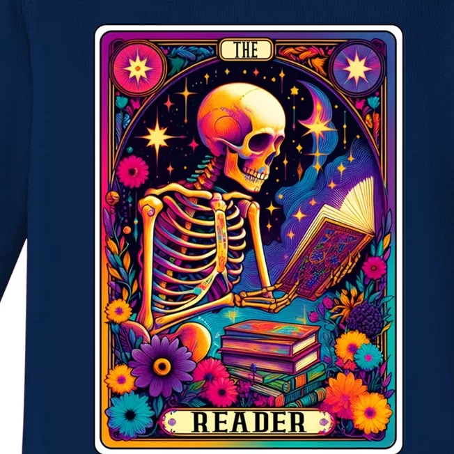 MotherS Day Teacher The Reader Tarot Card Skeleton Gift Baby Long Sleeve Bodysuit