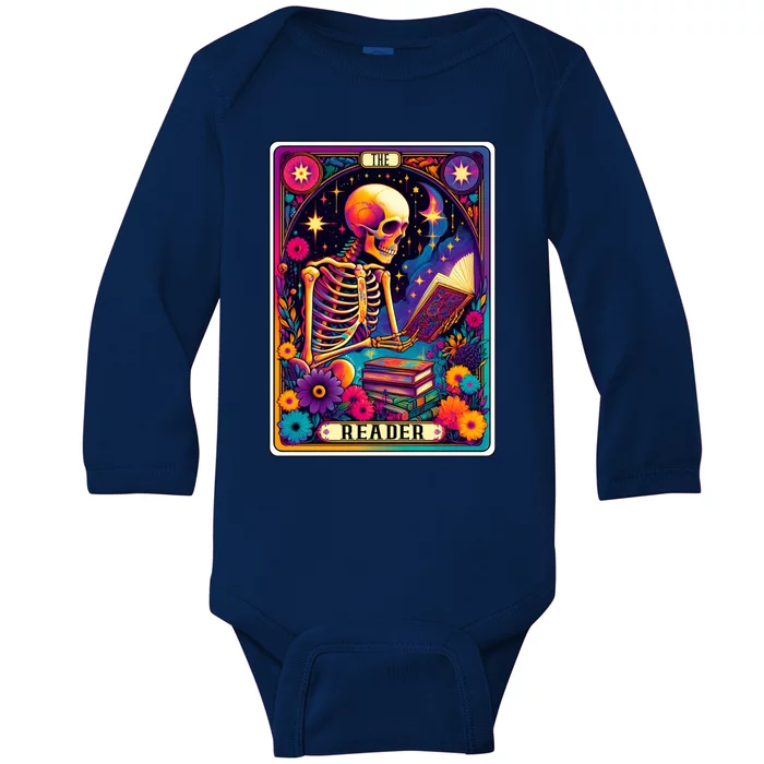 MotherS Day Teacher The Reader Tarot Card Skeleton Gift Baby Long Sleeve Bodysuit