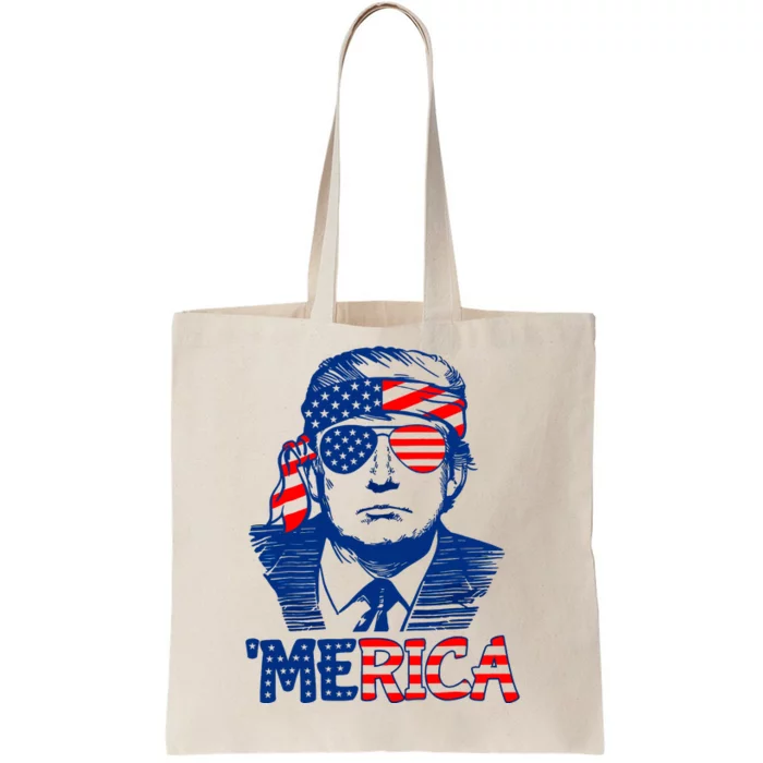 Merica Donald Trump 4th Of July Patristic American Flag Tote Bag