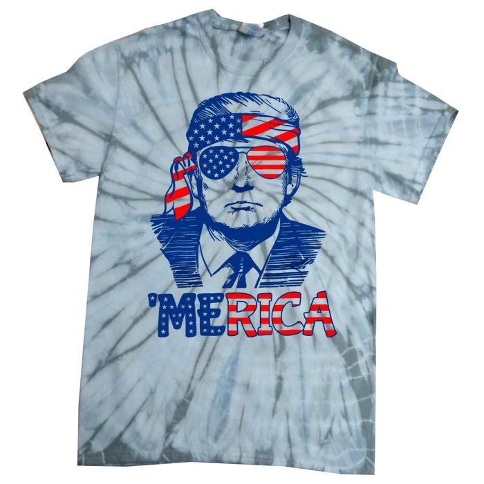 Merica Donald Trump 4th Of July Patristic American Flag Tie-Dye T-Shirt