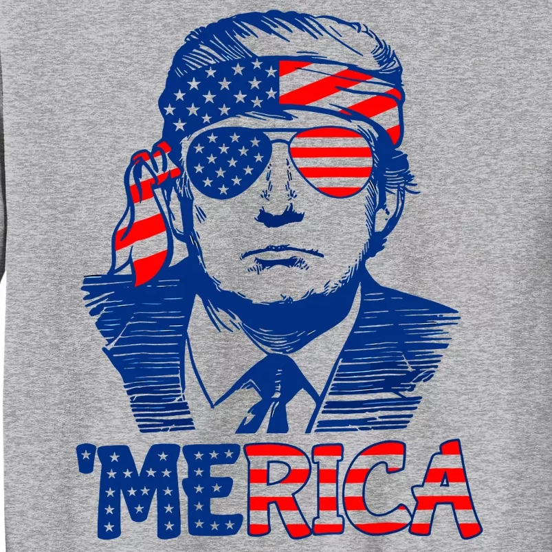 Merica Donald Trump 4th Of July Patristic American Flag Tall Sweatshirt