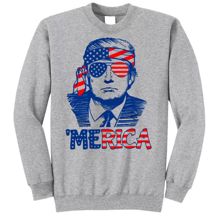 Merica Donald Trump 4th Of July Patristic American Flag Tall Sweatshirt