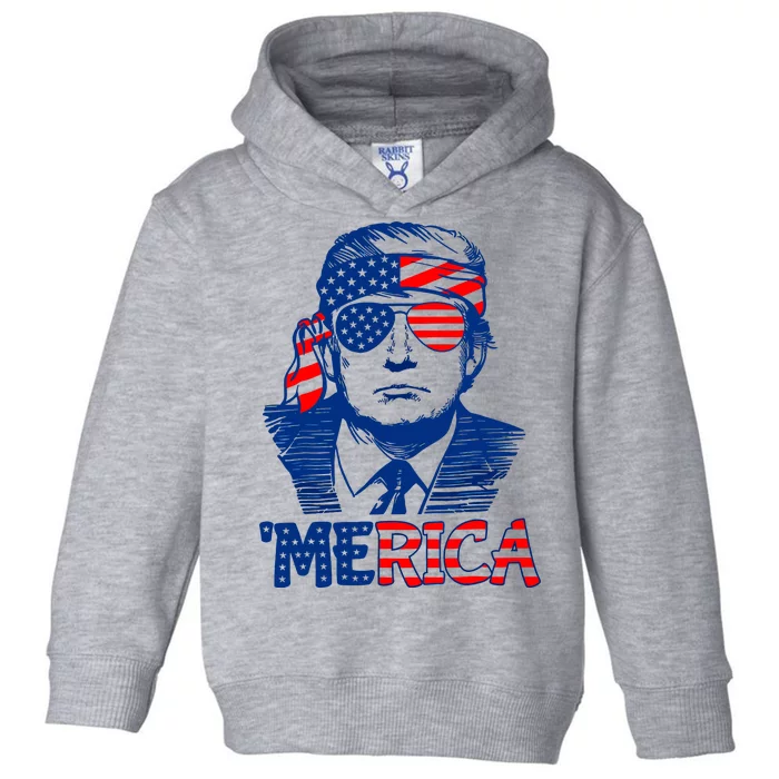 Merica Donald Trump 4th Of July Patristic American Flag Toddler Hoodie