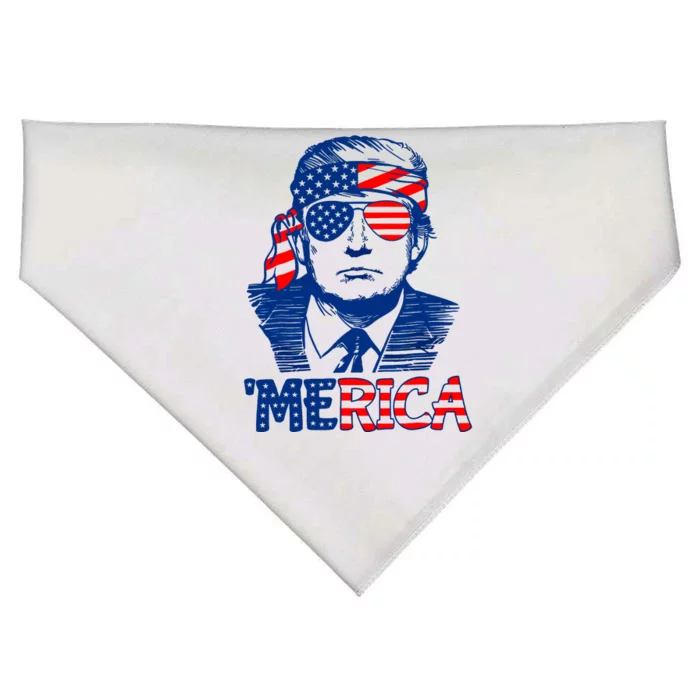 Merica Donald Trump 4th Of July Patristic American Flag USA-Made Doggie Bandana