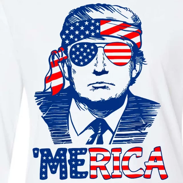 Merica Donald Trump 4th Of July Patristic American Flag Womens Cotton Relaxed Long Sleeve T-Shirt