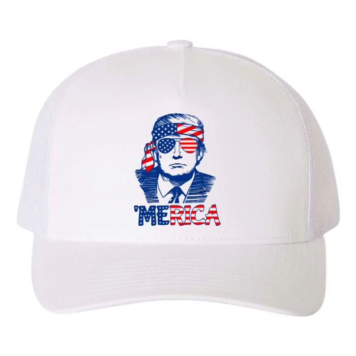 Merica Donald Trump 4th Of July Patristic American Flag Yupoong Adult 5-Panel Trucker Hat