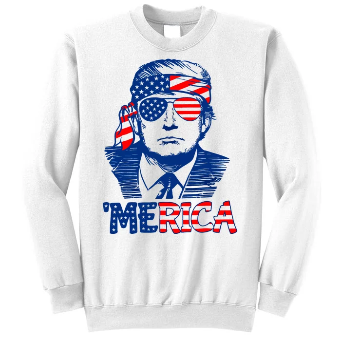 Merica Donald Trump 4th Of July Patristic American Flag Sweatshirt