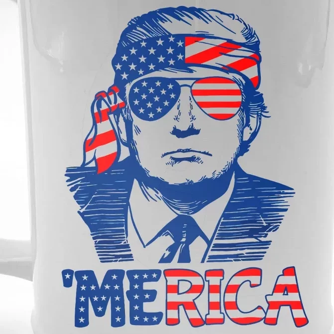 Merica Donald Trump 4th Of July Patristic American Flag Front & Back Beer Stein