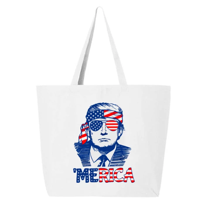 Merica Donald Trump 4th Of July Patristic American Flag 25L Jumbo Tote