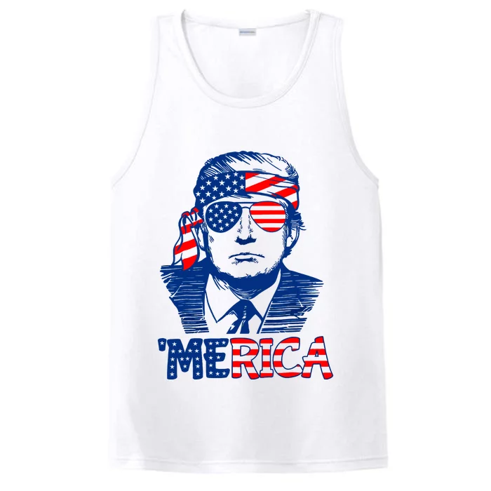 Merica Donald Trump 4th Of July Patristic American Flag Performance Tank