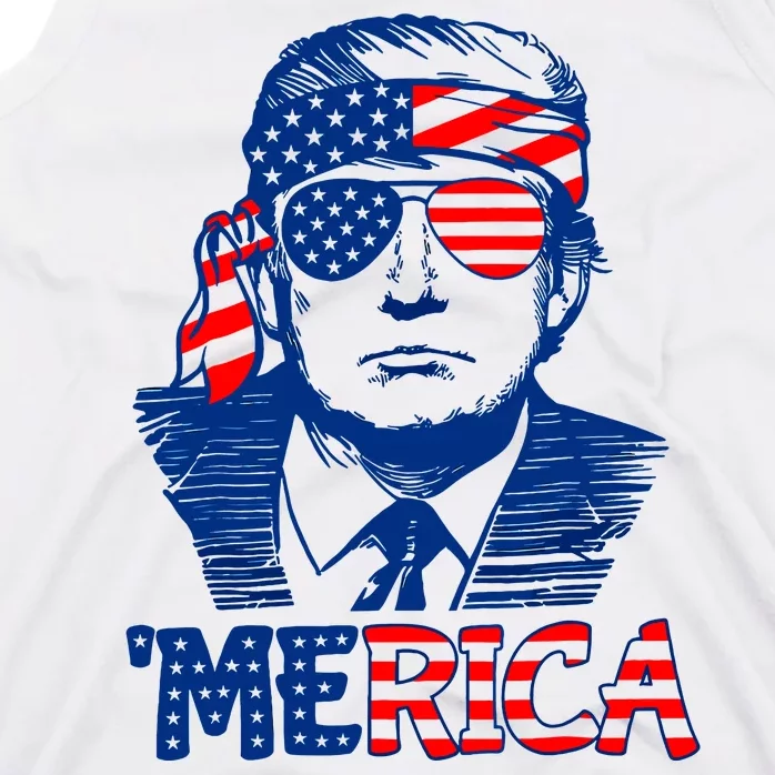 Merica Donald Trump 4th Of July Patristic American Flag Tank Top