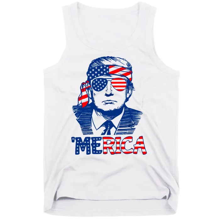 Merica Donald Trump 4th Of July Patristic American Flag Tank Top