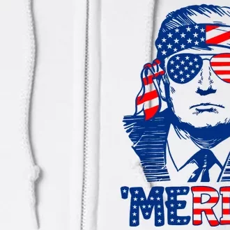 Merica Donald Trump 4th Of July Patristic American Flag Full Zip Hoodie