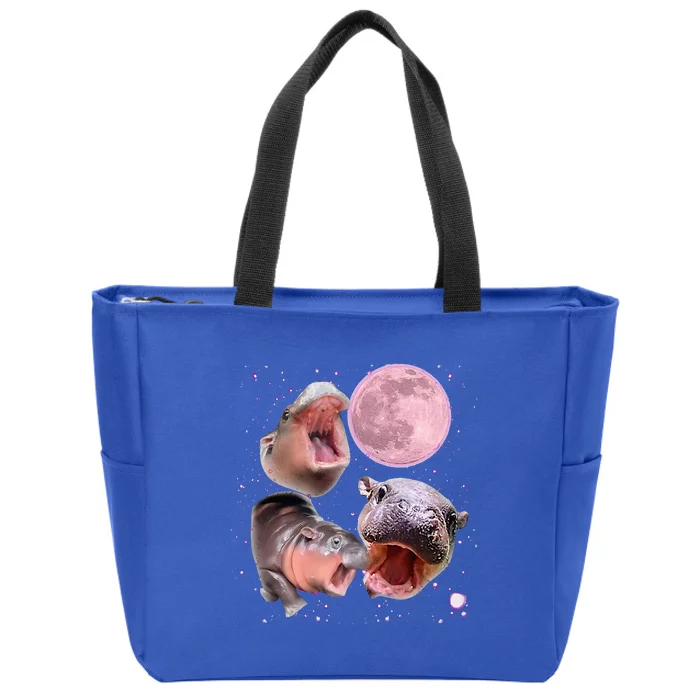 Moo Deng The Famous Baby Bouncy Pig Cute Baby Hippo Zip Tote Bag