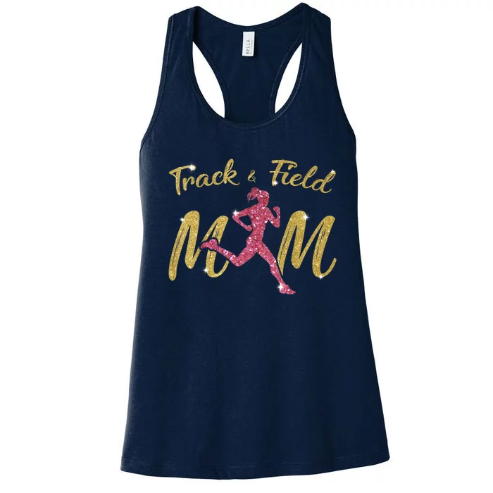 Mother's Day Track & Field Mom Marathon Running Wo Women's Racerback Tank