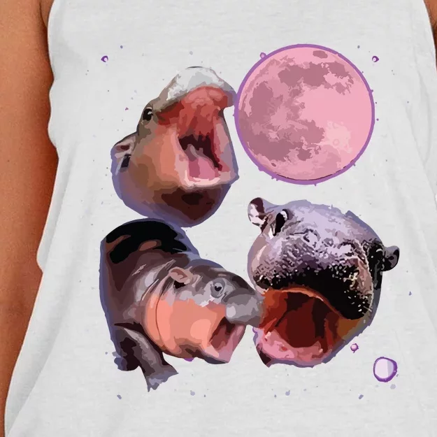 Moo Deng The Famous Baby Bouncy Pig Cute Baby Hippo Women's Knotted Racerback Tank