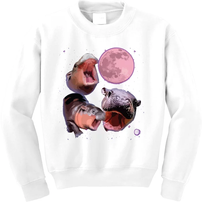 Moo Deng The Famous Baby Bouncy Pig Cute Baby Hippo Kids Sweatshirt