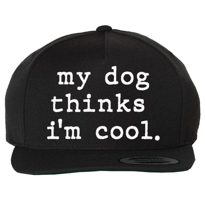 My Dog Thinks I'm Cool Dog Dad Gift Wool Snapback Cap