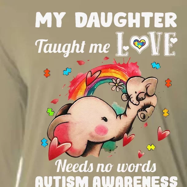 My Daughter Taught Me Love Needs No Words Autism Awareness Cooling Performance Long Sleeve Crew