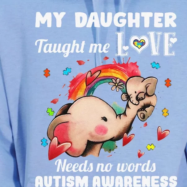 My Daughter Taught Me Love Needs No Words Autism Awareness Unisex Surf Hoodie