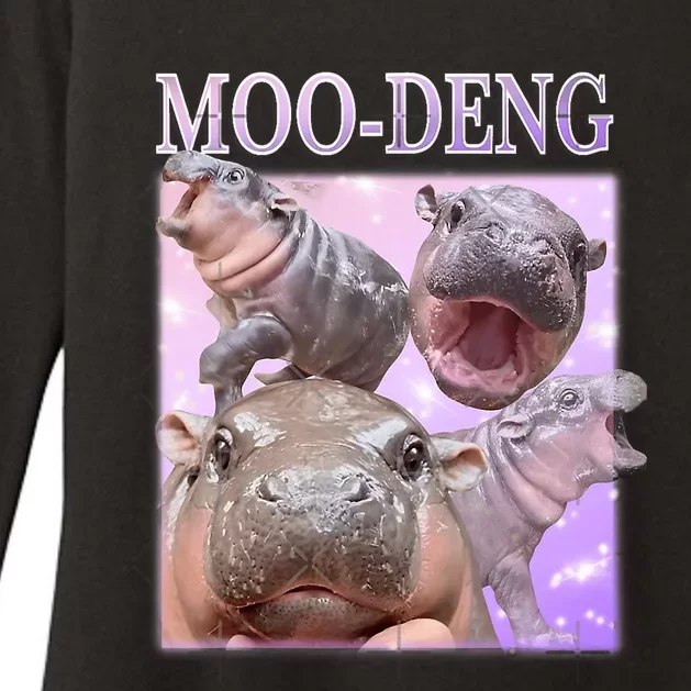 Moo Deng The Famous Baby Pigmy Hippo Moodeng Womens CVC Long Sleeve Shirt