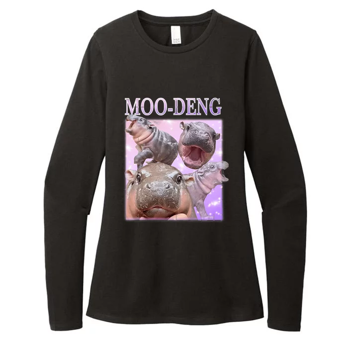 Moo Deng The Famous Baby Pigmy Hippo Moodeng Womens CVC Long Sleeve Shirt