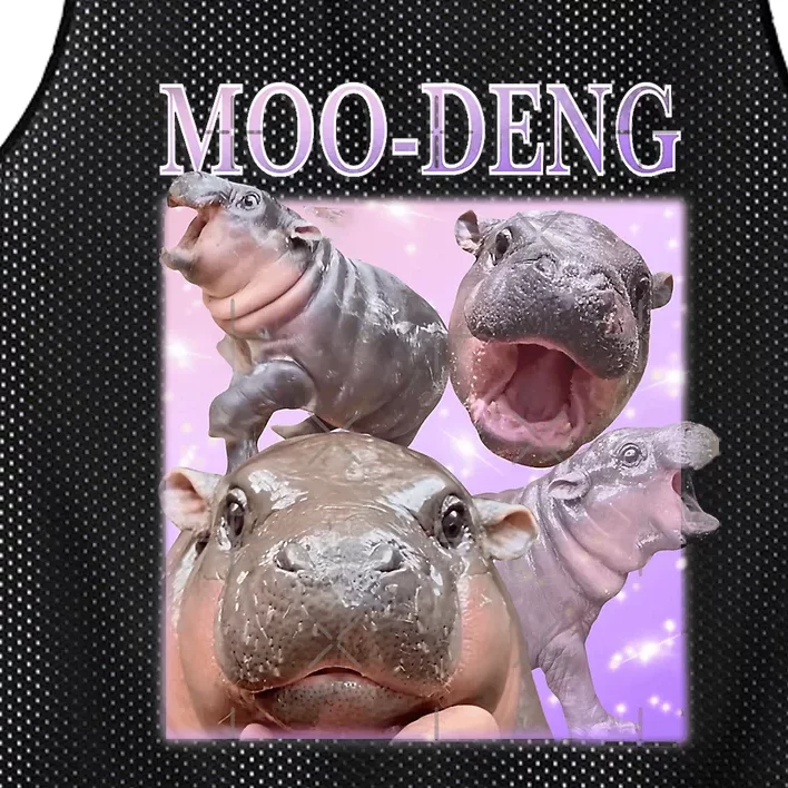 Moo Deng The Famous Baby Pigmy Hippo Moodeng Mesh Reversible Basketball Jersey Tank