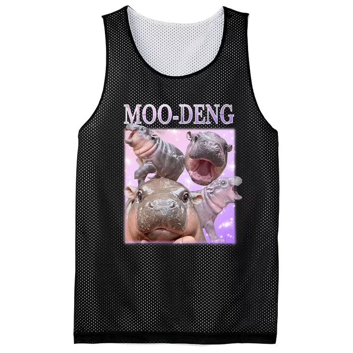 Moo Deng The Famous Baby Pigmy Hippo Moodeng Mesh Reversible Basketball Jersey Tank