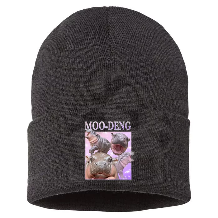 Moo Deng The Famous Baby Pigmy Hippo Moodeng Sustainable Knit Beanie