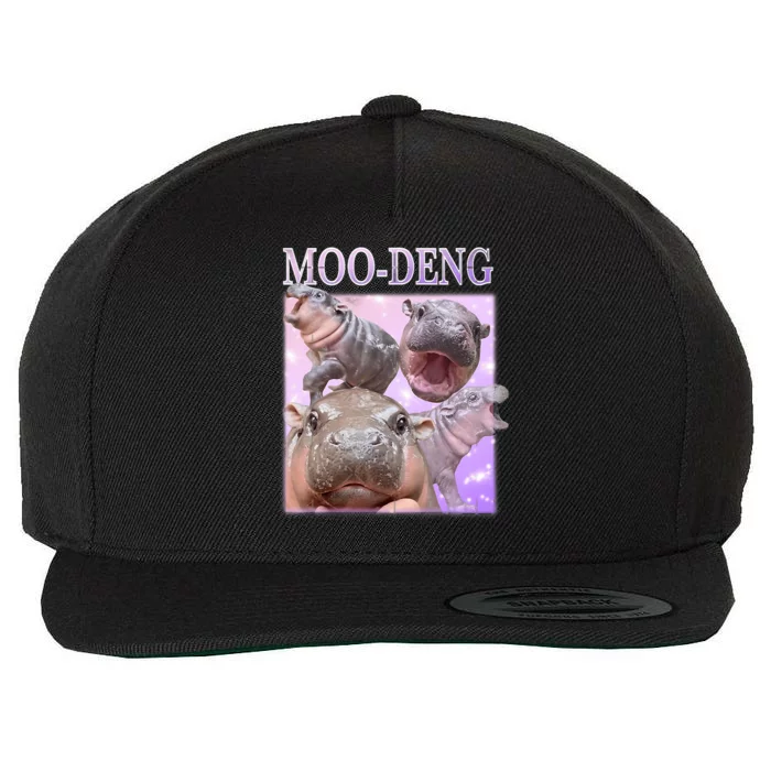 Moo Deng The Famous Baby Pigmy Hippo Moodeng Wool Snapback Cap