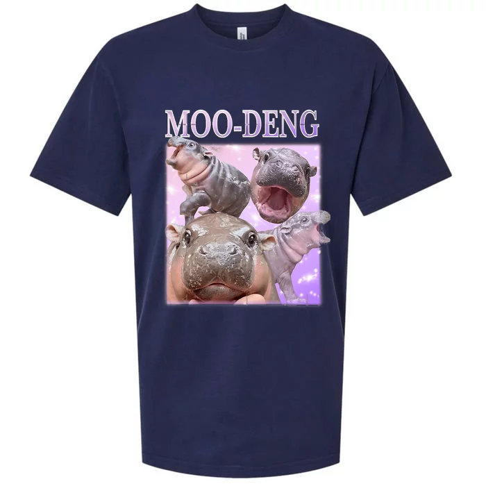 Moo Deng The Famous Baby Pigmy Hippo Moodeng Sueded Cloud Jersey T-Shirt