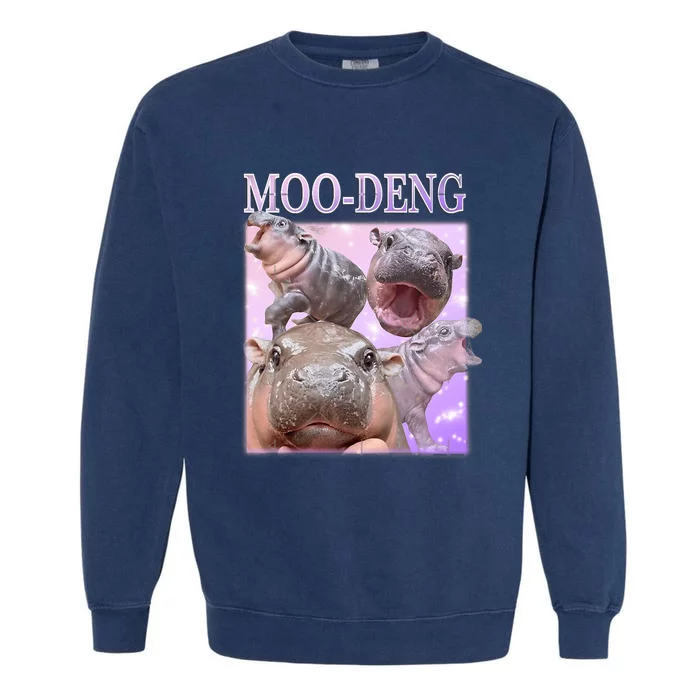 Moo Deng The Famous Baby Pigmy Hippo Moodeng Garment-Dyed Sweatshirt