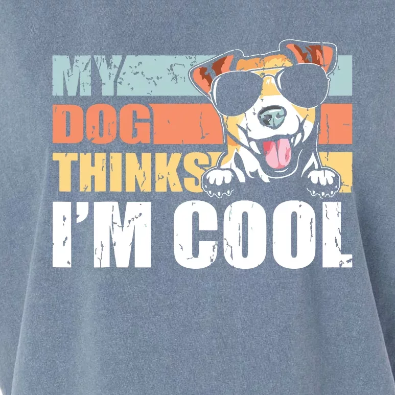 My Dog Thinks Im Cool Jack Russell Terrier Funny Retro Dad Garment-Dyed Women's Muscle Tee