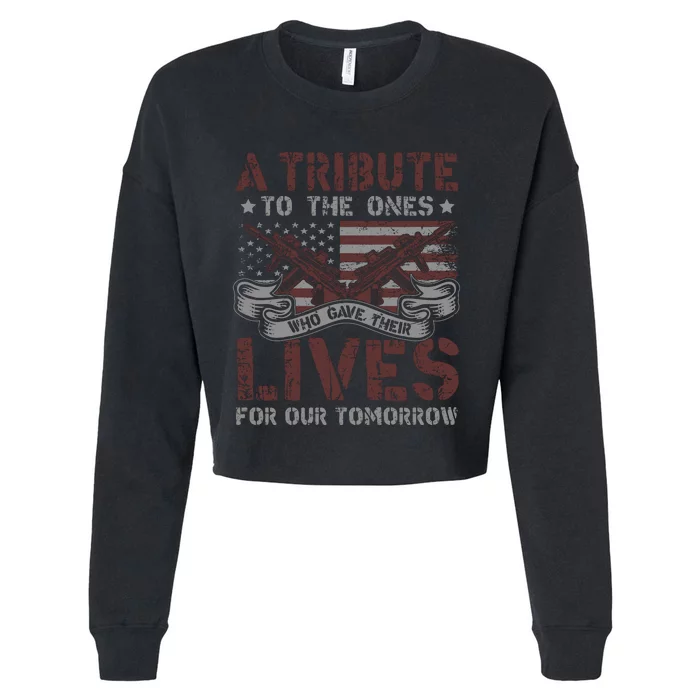 Memorial Day Tribute Graphic Cropped Pullover Crew