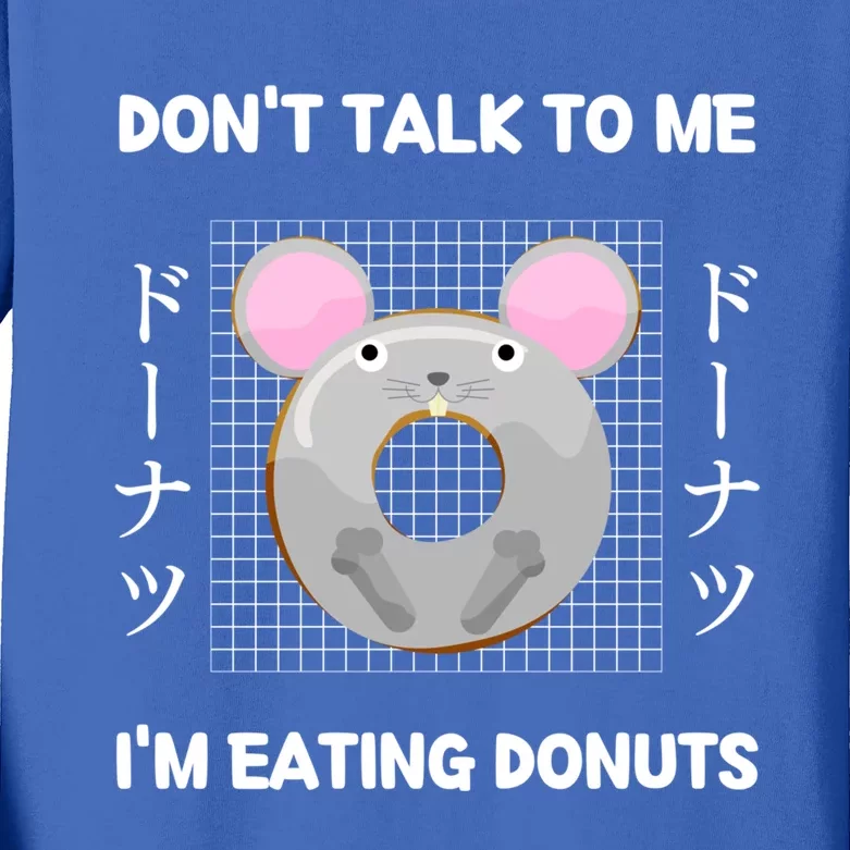 Mice Dont Talk To Me Im Eating Donuts Japanese Style Gift Kids Long Sleeve Shirt