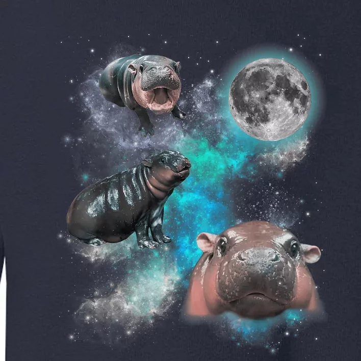 Moo Deng Three Moo Deng Moon Funny Hippo Universe Galaxy Toddler Sweatshirt