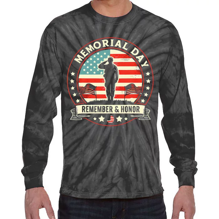 Memorial Day Usa Flag Remember Honor Patriot Tie-Dye Long Sleeve Shirt