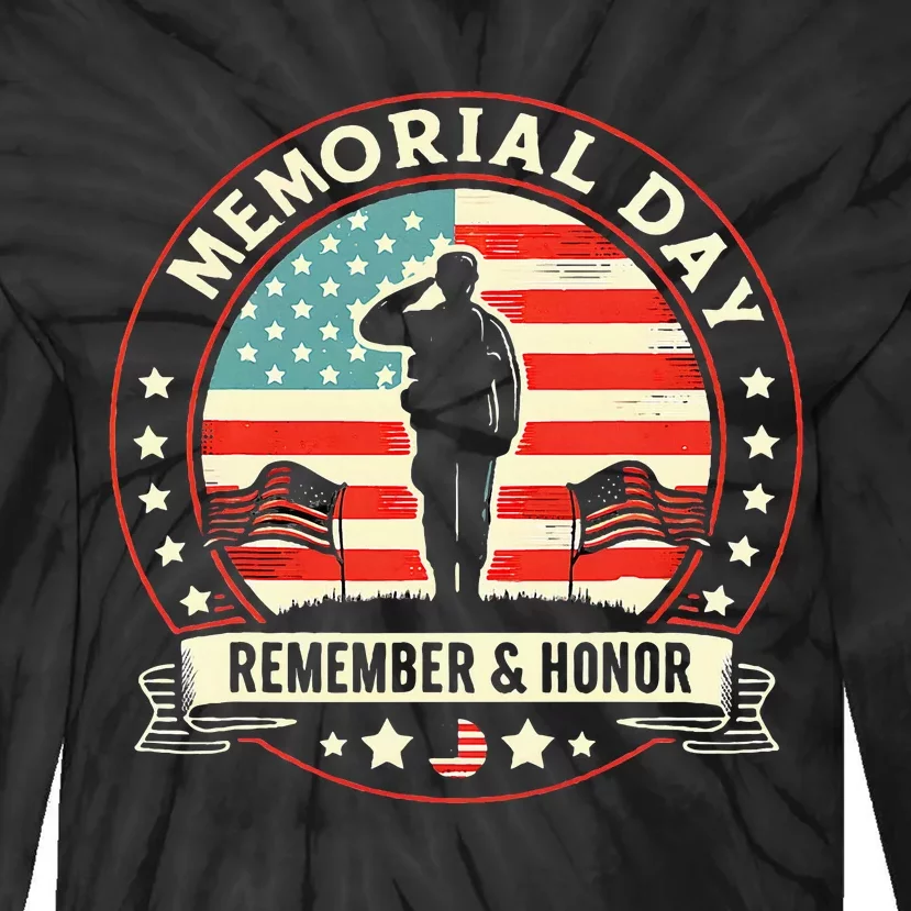 Memorial Day Usa Flag Remember Honor Patriot Tie-Dye Long Sleeve Shirt