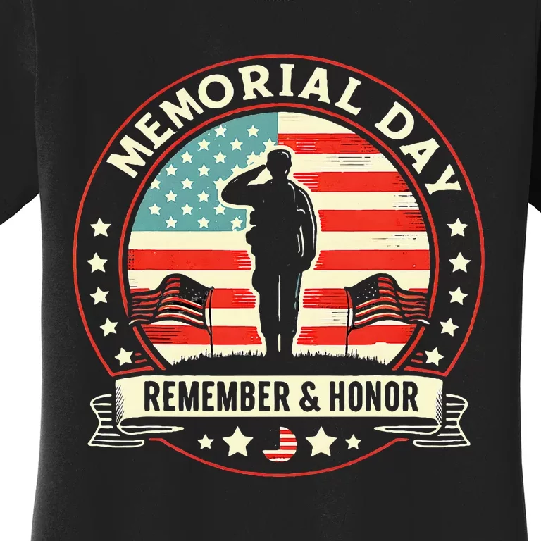 Memorial Day Usa Flag Remember Honor Patriot Women's T-Shirt