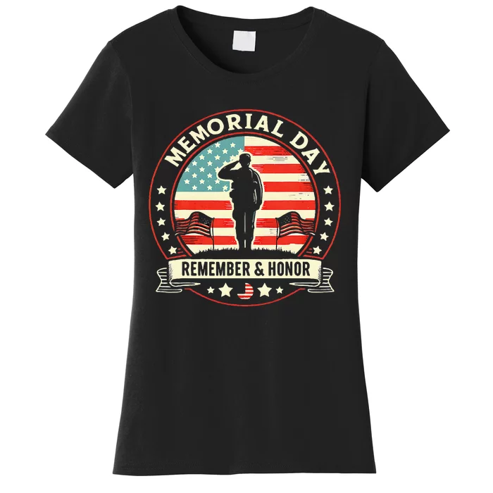 Memorial Day Usa Flag Remember Honor Patriot Women's T-Shirt