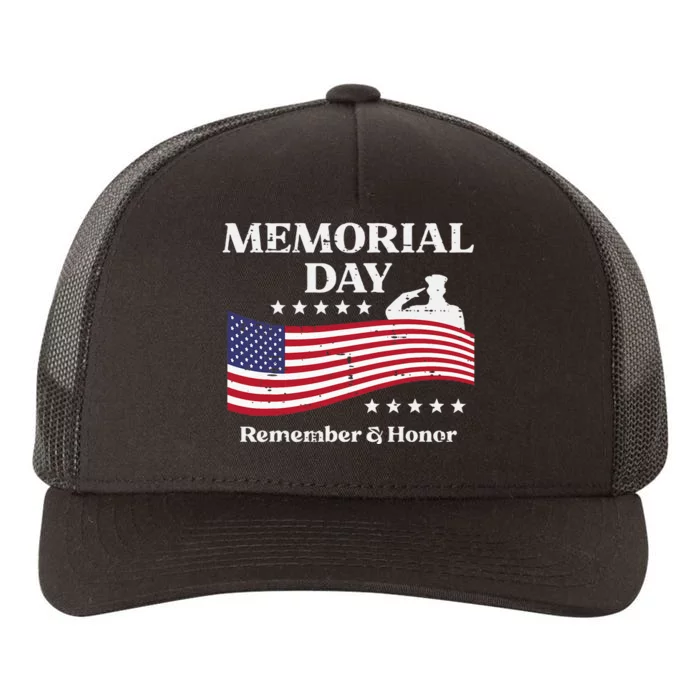 Memorial Day Usa Flag Remember Honor Patriot Yupoong Adult 5-Panel Trucker Hat