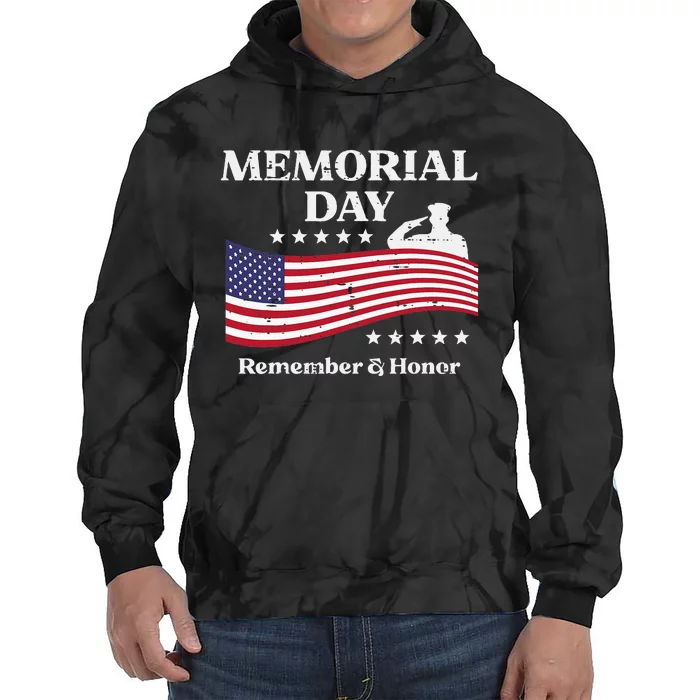 Memorial Day Usa Flag Remember Honor Patriot Tie Dye Hoodie