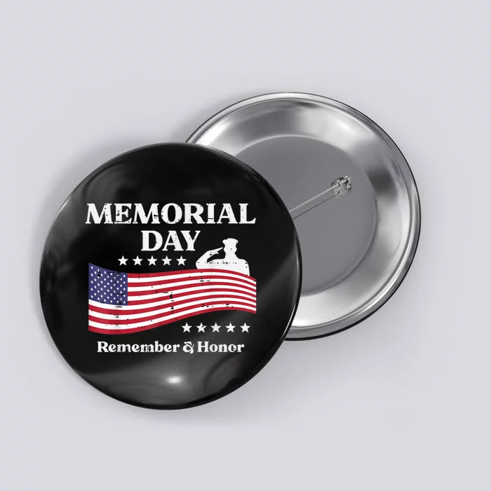 Memorial Day Usa Flag Remember Honor Patriot Button