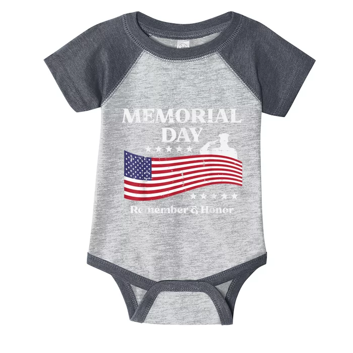 Memorial Day Usa Flag Remember Honor Patriot Infant Baby Jersey Bodysuit