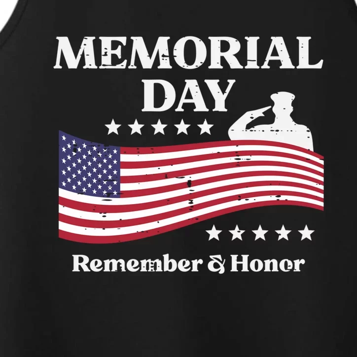 Memorial Day Usa Flag Remember Honor Patriot Funny Gift Performance Tank