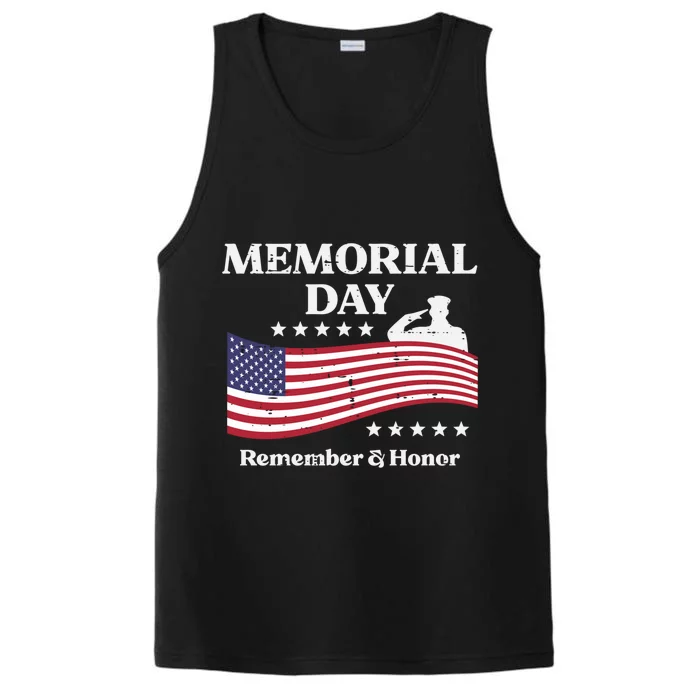 Memorial Day Usa Flag Remember Honor Patriot Funny Gift Performance Tank