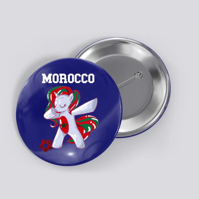 Morocco Dabbing Unicorn Moroccan Pride Moroccan Soccer Cool Gift Button